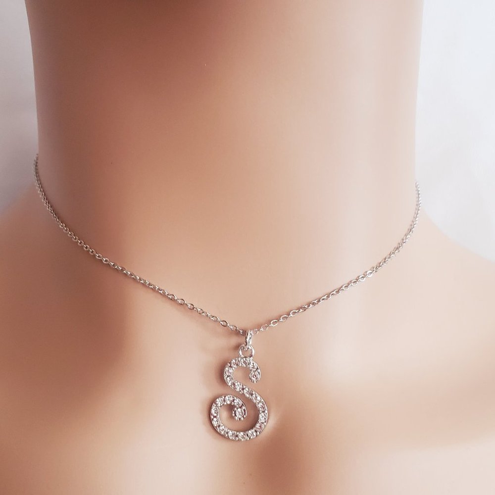 Initial S Silver Necklace
